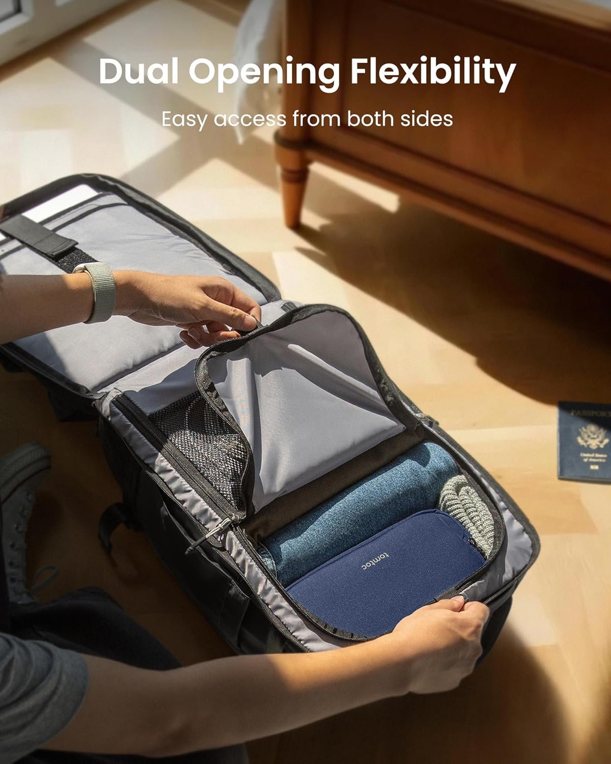 tomtoc Travel Backpack 28L, TSA Friendly Flight Approved Carry-on Luggage, Personal Item Travel Bag, Water-resistant Lightweight Business Rucksack, Durable Bag Fits 16 Inch Laptop - Image 7