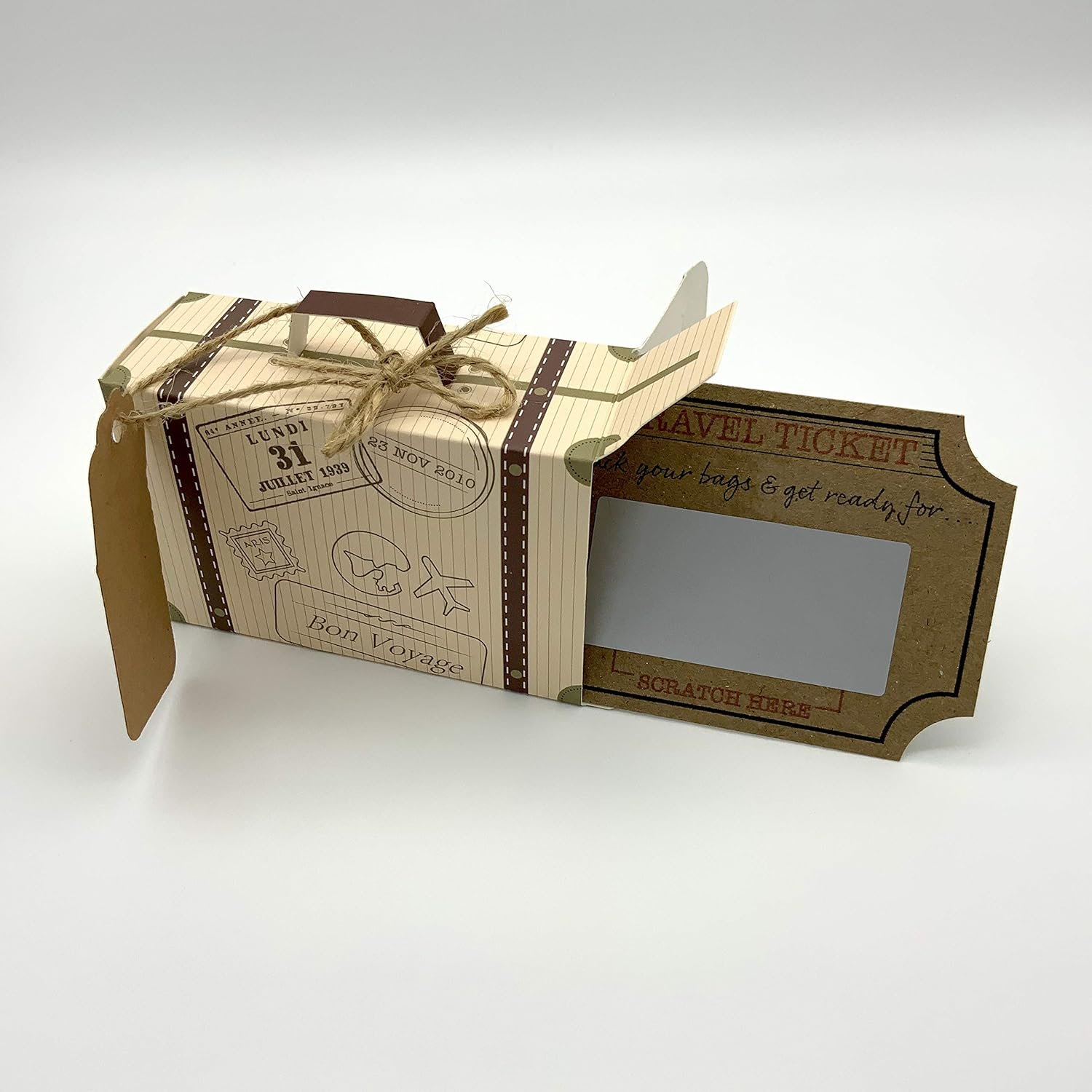 DIY Surprise Mini Suitcase & Mini Travel Ticket Scratch & Reveal Card Gift bundle (DIY). Perfect for Valentines, vacations, birthday, family trips away! - Image 7