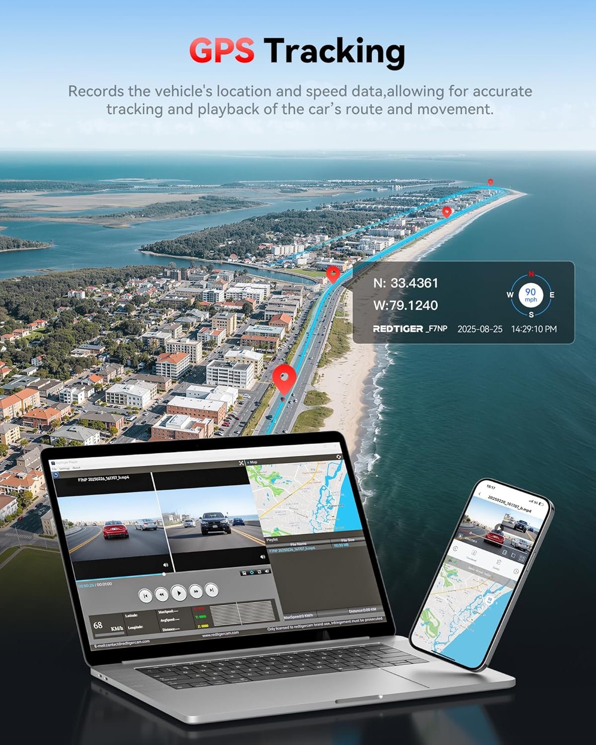 REDTIGER 4K Dash Cam Front Rear, STARVIS 2 Sensor, Free Card Included, 5.8GHz WiFi-20MB/s Fast Download, Dash Camera for Cars with GPS, WDR Night Vision, 170°Wide Angle, 24H Parking Mode(F7NP) - Image 6