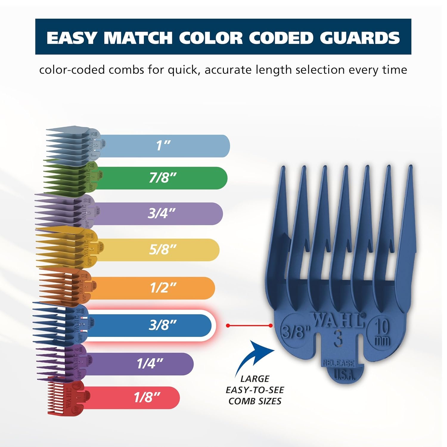 Wahl Color Pro Cordless Rechargeable Hair Clipper & Trimmer – Easy Color-Coded Guide Combs - for Men, Women, & Children – Model 9649P - Image 4