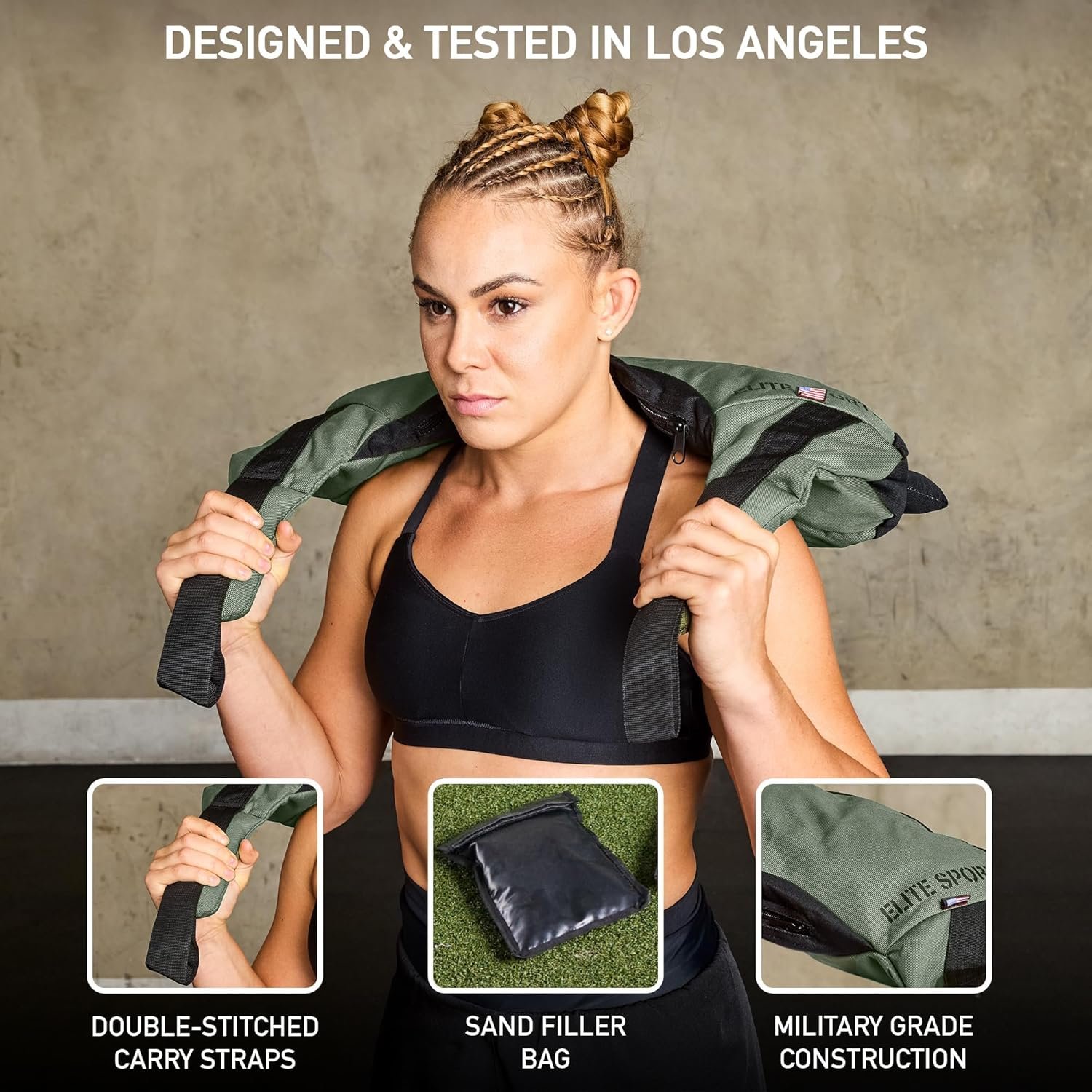 Elite Sports Bulgarian Canvas Bag, Fitness Canvas MMA Gym Cross Workout Training Sandbag 17, 25, 33, 45 lbs (UNFILLED) - Image 7