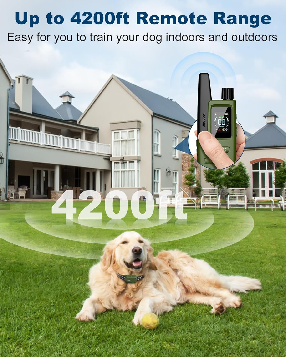 Jugbow Dog Shock Collar - 4200FT Dog Training Collar with Remote Innovative IPX7 Waterproof with 4 Training Modes, Rechargeable E-Collar for All Breeds - Image 4