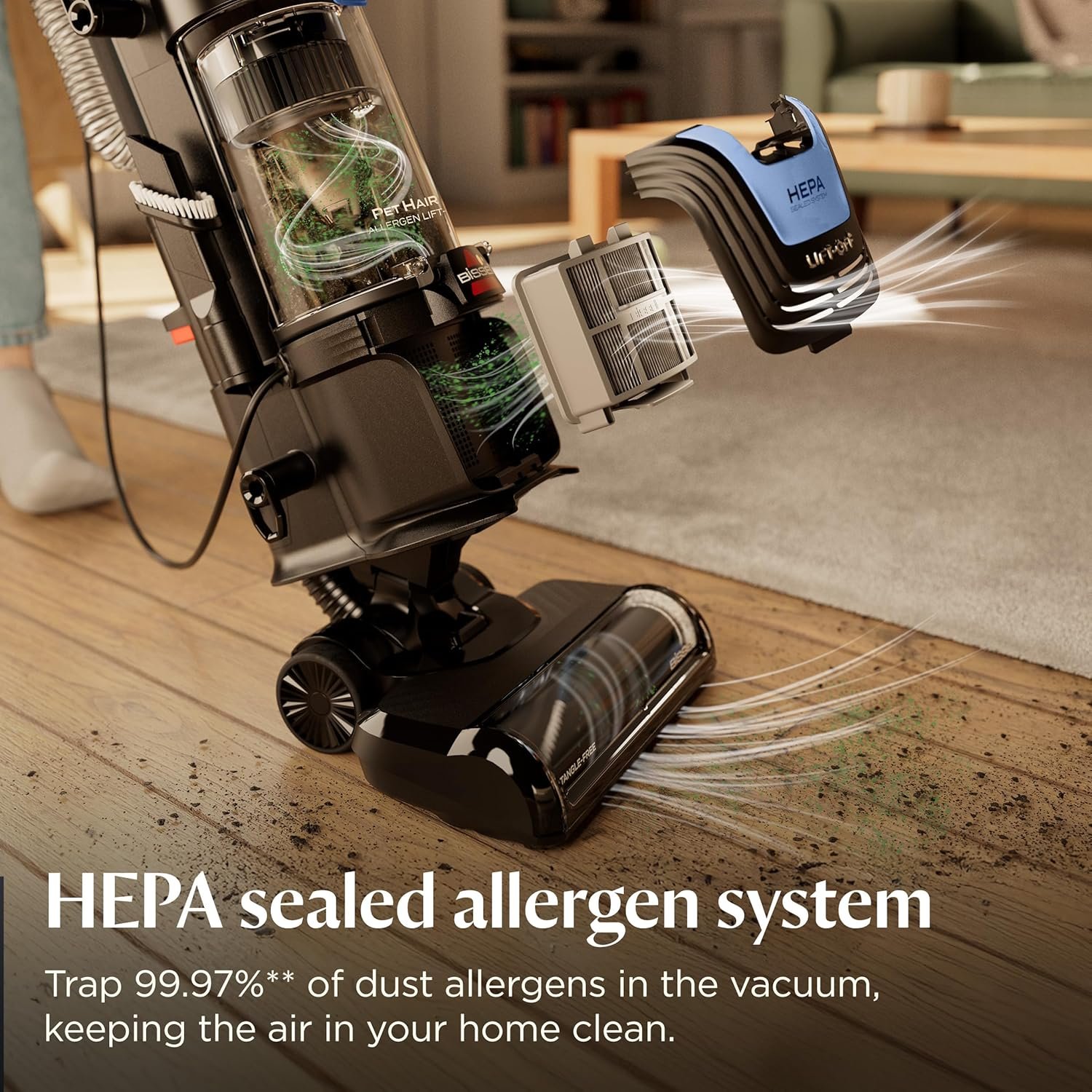 Bissell Pet Hair Eraser Allergen Lift-Off with Powerful Suction, HEPA, Tangle-Free Brush Roll, 39883 - Image 4