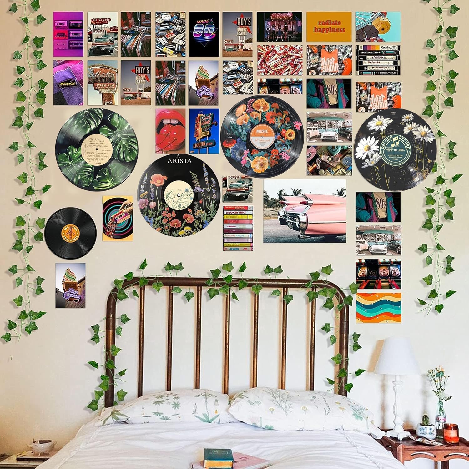 HK Studio Hippie Decor, Posters for Room Aesthetic - Botanical Wall Art, Record Decor, 4pcs 12" - Image 10