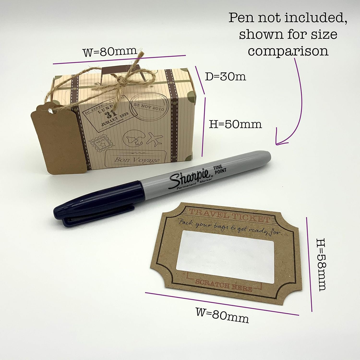 DIY Surprise Mini Suitcase & Mini Travel Ticket Scratch & Reveal Card Gift bundle (DIY). Perfect for Valentines, vacations, birthday, family trips away! - Image 6